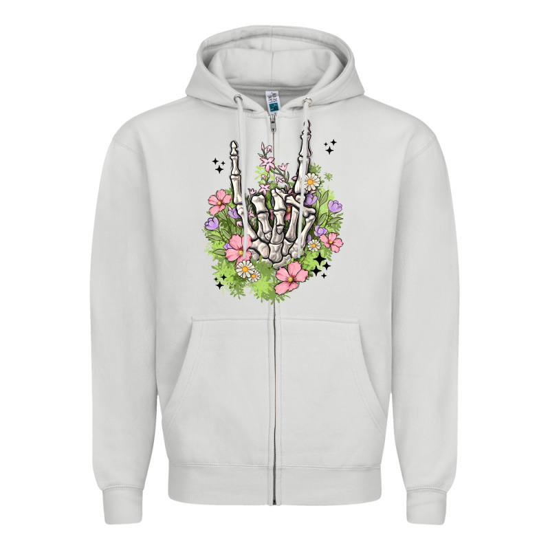 Skeleton Flowers Zipper Hoodie by MaliasSmallBusiness | Teevron