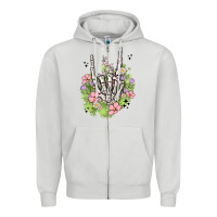 Dove Grey skeleton flowers Zipper Hoodie - MaliasSmallBusiness