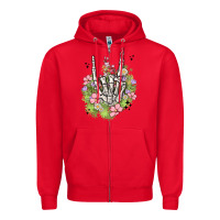 Red skeleton flowers Zipper Hoodie - MaliasSmallBusiness