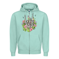 Seafoam skeleton flowers Zipper Hoodie - MaliasSmallBusiness