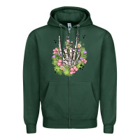 Sports Green skeleton flowers Zipper Hoodie - MaliasSmallBusiness