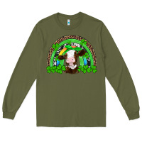 Army Green st patricks cow rainbow Long Sleeve Tee - Artiststas