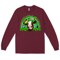 Burgundy st patricks cow rainbow Long Sleeve Tee - Artiststas