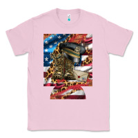 Bubblegum Pink usa flag and leopard with boots 12 oz regular can cooler Classic Tee - Artiststas