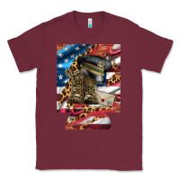 Burgundy usa flag and leopard with boots 12 oz regular can cooler Classic Tee - Artiststas