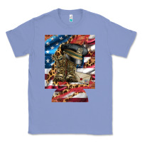 Colony Blue usa flag and leopard with boots 12 oz regular can cooler Classic Tee - Artiststas