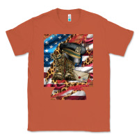 Copper usa flag and leopard with boots 12 oz regular can cooler Classic Tee - Artiststas