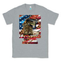 Heather Grey usa flag and leopard with boots 12 oz regular can cooler Classic Tee - Artiststas