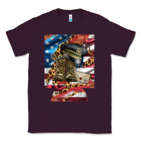 Plum usa flag and leopard with boots 12 oz regular can cooler Classic Tee - Artiststas