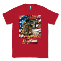 Red usa flag and leopard with boots 12 oz regular can cooler Classic Tee - Artiststas