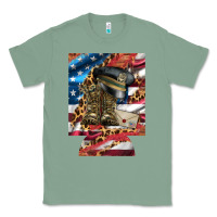 Sage usa flag and leopard with boots 12 oz regular can cooler Classic Tee - Artiststas