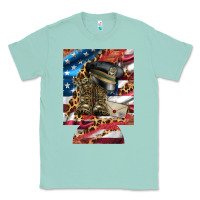 Seafoam usa flag and leopard with boots 12 oz regular can cooler Classic Tee - Artiststas