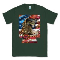 Sports Green usa flag and leopard with boots 12 oz regular can cooler Classic Tee - Artiststas