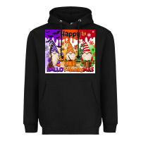 Black happy hallothanksmas gnomies Heavyweight Hoodie - MaliasSmallBusiness