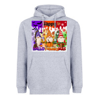 Heather Grey happy hallothanksmas gnomies Heavyweight Hoodie - MaliasSmallBusiness