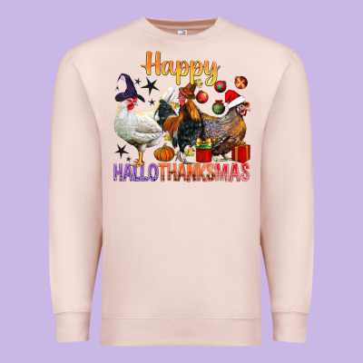 Happy Hallothanksmas Chick Premium Sweatshirt Designed By Bundleandbundleshop