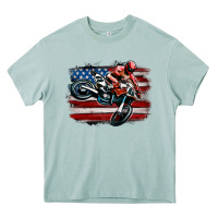 Arona dirt bike american flag Heavy Core Tee - MaliasSmallBusiness