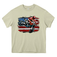 Mossy dirt bike american flag Heavy Core Tee - MaliasSmallBusiness