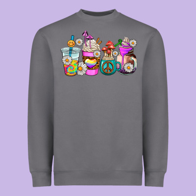 Hippie Coffee Cups Heavyweight Sweatshirt Designed By Adodesignshop