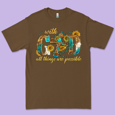 Premium Tee with god all things are possible with cross