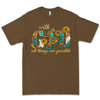 Cacao with god all things are possible with cross Premium Tee - texasbilliewilder
