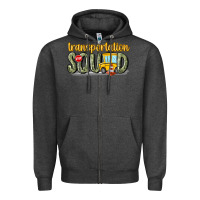 Charcoal Heather transportation squad Zipper Hoodie - MaliasSmallBusiness
