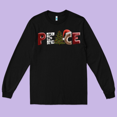 Peace Christmas Long Sleeve Tee Designed By Adodesignshop