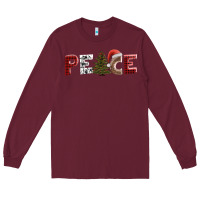 Burgundy peace christmas Long Sleeve Tee - AdoDesignShop