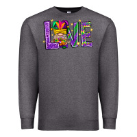 Charcoal Heather Mardi Gras Love With Gnome Premium Sweatshirt - BundleAndBundleShop