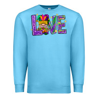 Ocean Blue Mardi Gras Love With Gnome Premium Sweatshirt - BundleAndBundleShop