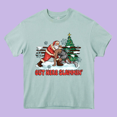 Out Here Slammin' Heavy Core Tee Designed By Maliassmallbusiness