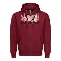 Burgundy peace love easter Zipper Hoodie - MaliasSmallBusiness