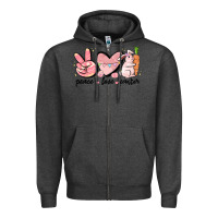 Charcoal Heather peace love easter Zipper Hoodie - MaliasSmallBusiness