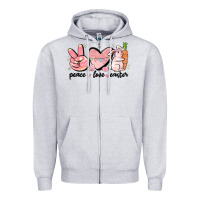 Heather Grey peace love easter Zipper Hoodie - MaliasSmallBusiness