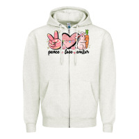 Oatmeal Heather peace love easter Zipper Hoodie - MaliasSmallBusiness