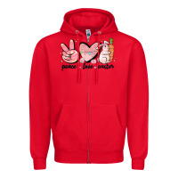 Red peace love easter Zipper Hoodie - MaliasSmallBusiness