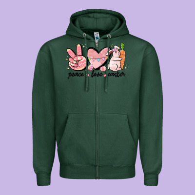 Peace Love Easter Zipper Hoodie Designed By Maliassmallbusiness