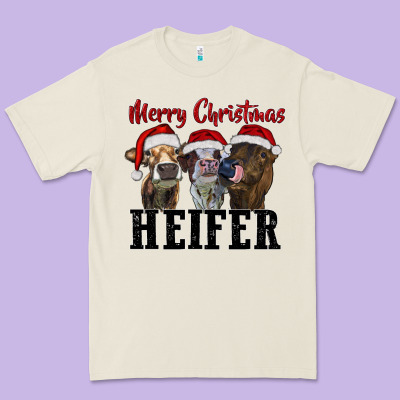 Merry Christmas Heifers Premium Tee Designed By Ranaportraitstore