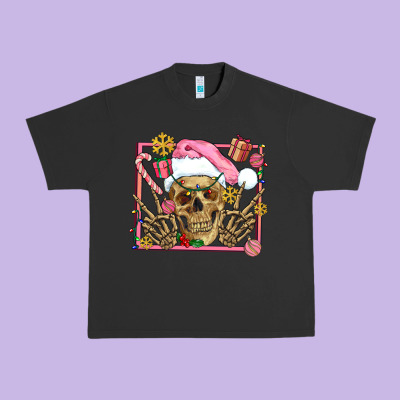 Pink Christmas Skeleton Urban Heavy Tee Designed By Adodesignshop