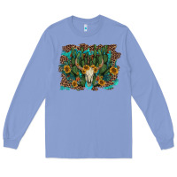 Colony Blue leopard bull skull cactus sunflowers Long Sleeve Tee - AdoDesignShop