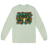 Matcha leopard bull skull cactus sunflowers Long Sleeve Tee - AdoDesignShop