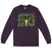 Plum leopard bull skull cactus sunflowers Long Sleeve Tee - AdoDesignShop