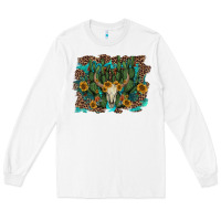 White leopard bull skull cactus sunflowers Long Sleeve Tee - AdoDesignShop