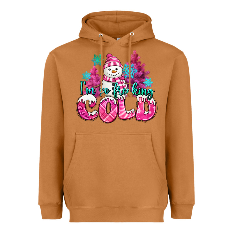 Im So Freaking Cold Pink Christmas Snowman Heavyweight Hoodie by MaliasSmallBusiness | Teevron