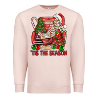 Pale Pink Tis The Season Christmas Cakes Truck Premium Sweatshirt - BundleAndBundleShop