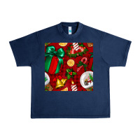Navy christmas snow globe seamless pattern Urban Heavy Tee - BundleAndBundleShop