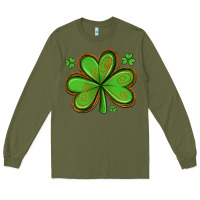 Army Green st patricks day shamrock with glitter Long Sleeve Tee - Artiststas