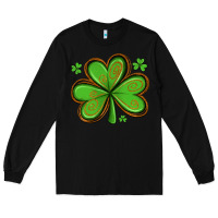 Black st patricks day shamrock with glitter Long Sleeve Tee - Artiststas
