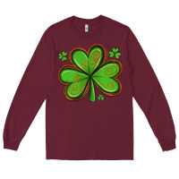 Burgundy st patricks day shamrock with glitter Long Sleeve Tee - Artiststas