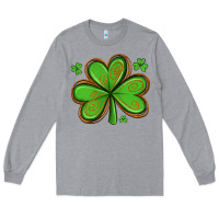 Heather Grey st patricks day shamrock with glitter Long Sleeve Tee - Artiststas